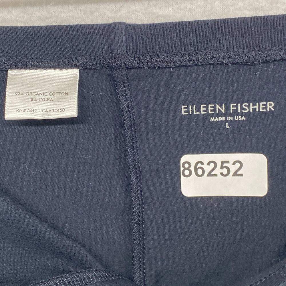 EILEEN FISHER Leggings L Organic Cotton Stretch Jersey Cropped Pull On Black USA - Picture 11 of 11